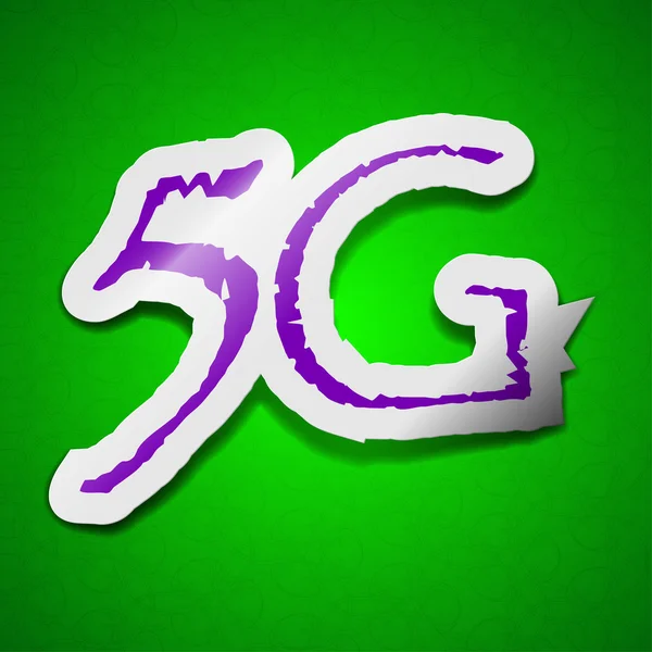 5G technology icon sign. Symbol chic colored sticky label on green background. — Stock Photo, Image