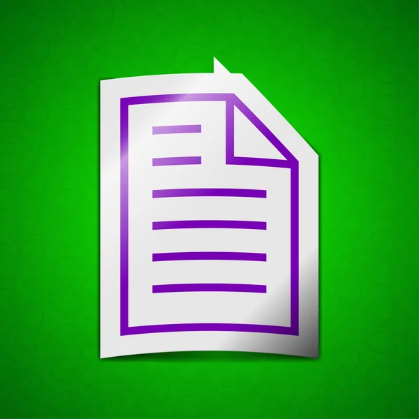 Знак иконки текстового файла. Символ шикарной цветной липкой этикетки на зеленом фоне . — стоковое фото