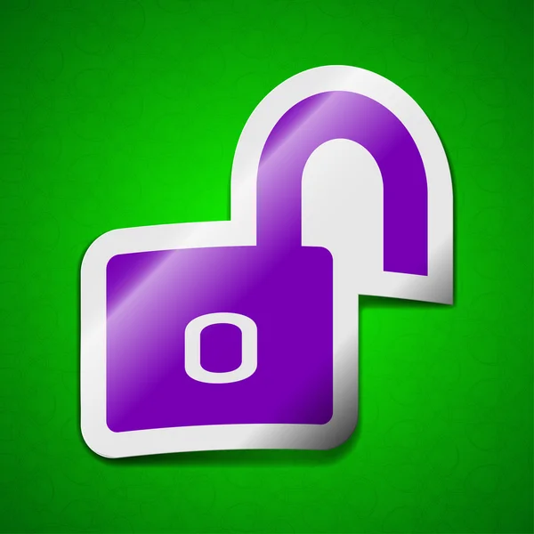 Lock icon sign. Symbol chic colored sticky label on green background. — Stock Photo, Image