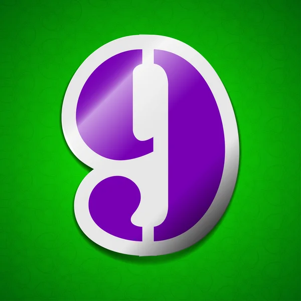 Nomor sembilan ikon sign. Simbol chic berwarna lengket label di latar belakang hijau . — Stok Foto