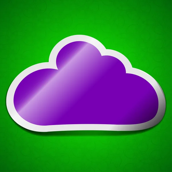 Signe d'icône Cloud. Symbole chic étiquette collante de couleur sur fond vert . — Photo