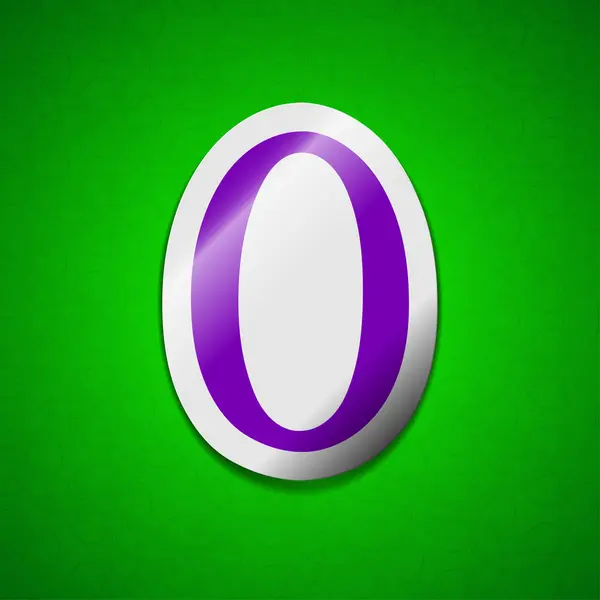 Zero ikona znak. Symbol szykowny kolorowe etykiecie Przyklejony na zielonym tle. — Zdjęcie stockowe