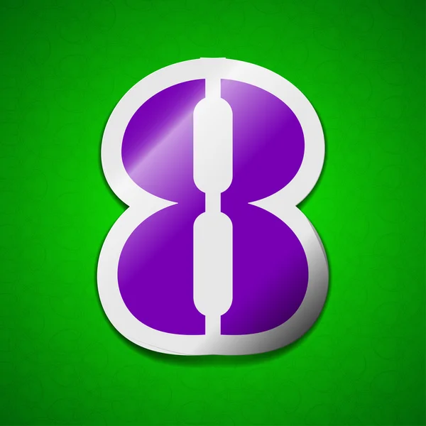 Numero Otto segno dell'icona. Simbolo chic colorato etichetta adesiva su sfondo verde . — Foto Stock
