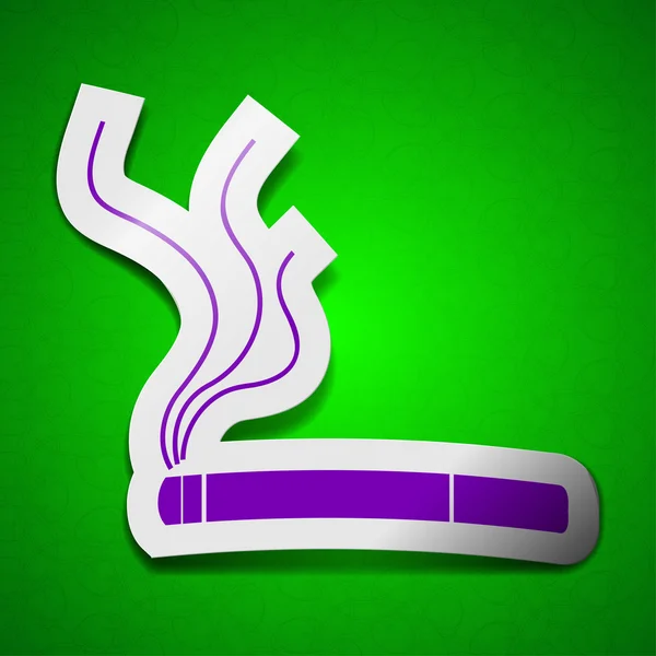 Signo de icono de fumar. Símbolo chic etiqueta pegajosa de color sobre fondo verde . — Foto de Stock