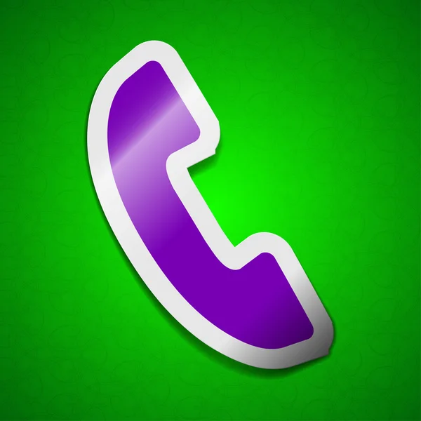 Phone icon sign. Symbol chic colored sticky label on green background. — Stock Photo, Image