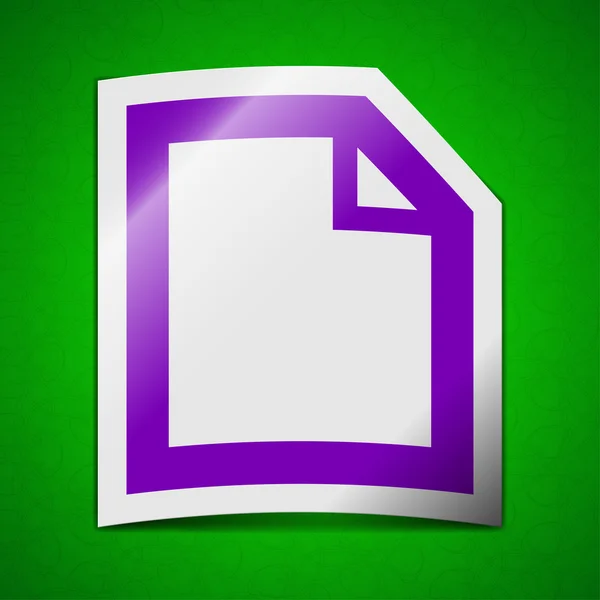 Text dokument ikon tecken. Symbolen chic färgade klibbiga etikett på grön bakgrund. — Stockfoto