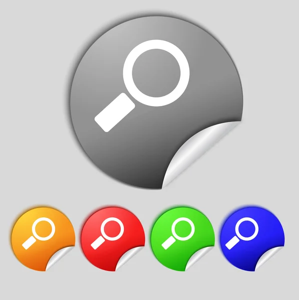 Ícone de sinal de lupa. Botão de ferramenta Zoom. Símbolo de navegação. Definir botões coloridos . — Fotografia de Stock