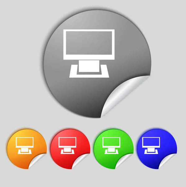 Komputer panoramiczny monitor ikona znak. zestaw kolorowych przycisków. nowoczesny interfejs użytkownika witryny nawigacji. — Zdjęcie stockowe