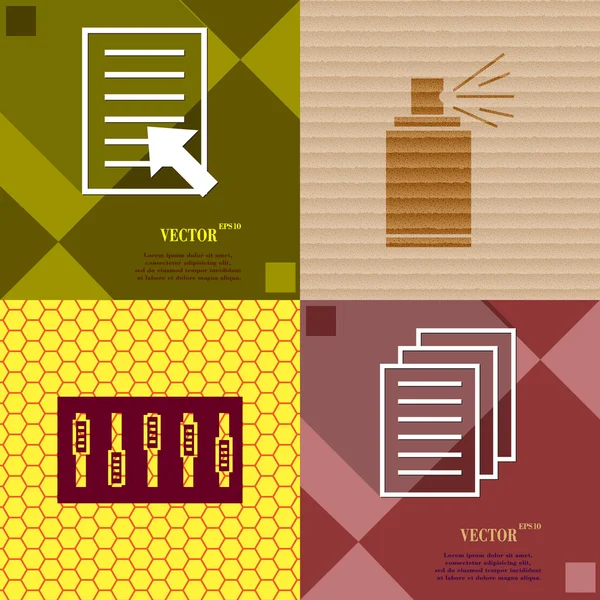 Set of abstract backgrounds with different web icons. Vector — Stock Vector