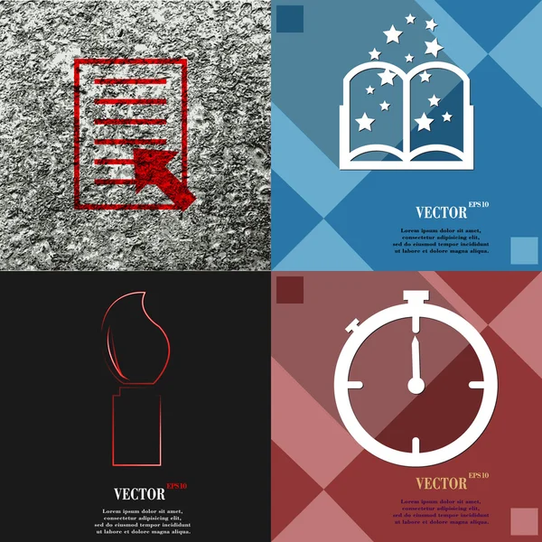 Set of abstract backgrounds with different web icons. Vector — Stock Vector