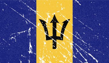 Barbados bayrağı eski doku ile. Vektör