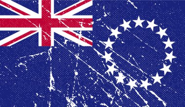 Cook Adaları bayrağı eski doku ile. Vektör