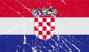 Hırvatistan bayrağı eski doku ile. Vektör