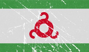 İnguşetya bayrağı eski doku ile. Vektör