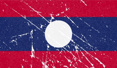 Laos bayrağı eski doku ile. Vektör