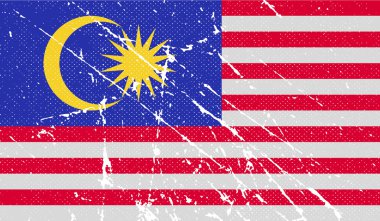 Flag of Malaysia with old texture. Vector clipart