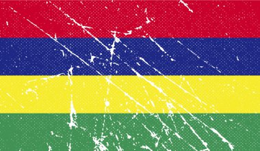 Mauritius bayrağı eski doku ile. Vektör