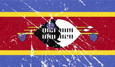 Svaziland bayrağı eski doku ile. Vektör