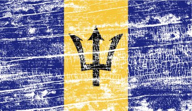 Barbados bayrağı eski doku ile. Vektör