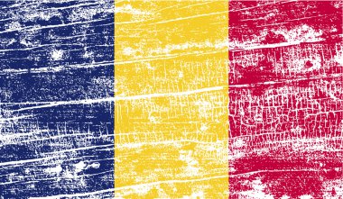 Çad bayrağı eski doku ile. Vektör