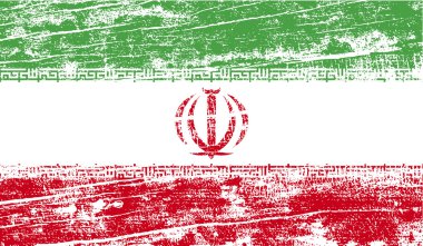 Iran bayrağı eski doku ile. Vektör