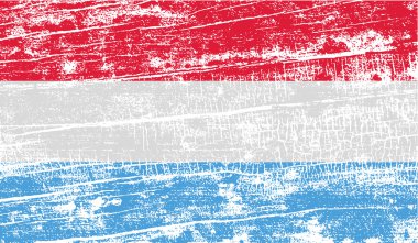 Lüksemburg bayrağı eski doku ile. Vektör