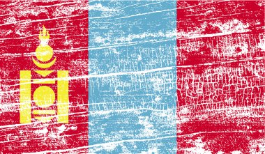 Moğolistan bayrağı eski doku ile. Vektör