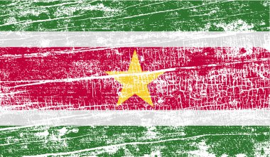 Surinam bayrağı eski doku ile. Vektör