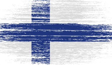 Finlandiya bayrağı eski doku ile. Vektör