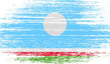 Saha Yakutya Cumhuriyeti, eski doku ile Rusya bayrağı. Vektör