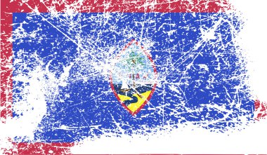 Guam bayrağı eski doku ile. Vektör
