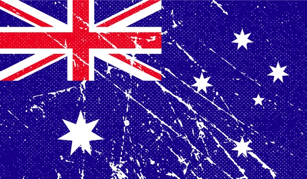 Bandeira da Austrália com textura antiga. Vetor — Vetor de Stock