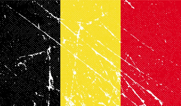 Drapeau de Belgique avec une texture ancienne. Vecteur — Image vectorielle