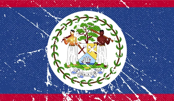 Belize bayrağı eski doku ile. Vektör — Stok Vektör