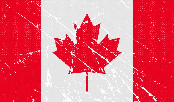 Bandera de Canadá con textura antigua. Vector — Archivo Imágenes Vectoriales