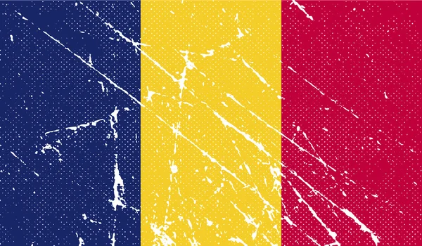 Drapeau du Tchad avec une texture ancienne. Vecteur — Image vectorielle