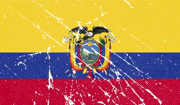 Flag of Ecuador with old texture. Vector — Stock Vector
