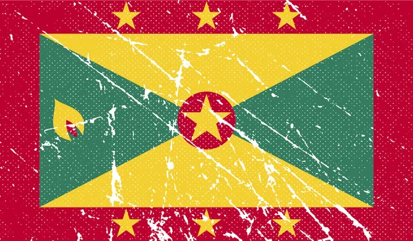 Vlag van Grenada met oude textuur. Vector — Stockvector