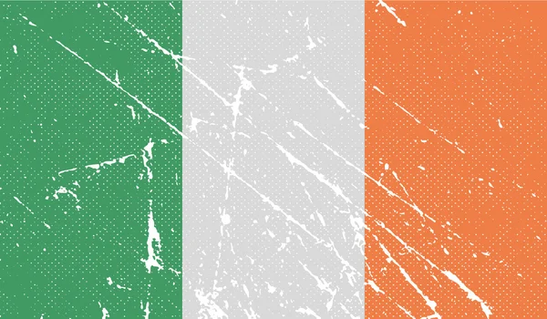 Drapeau de l'Irlande avec une texture ancienne. Vecteur — Image vectorielle