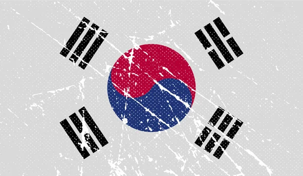 Bandera de Corea del Sur con textura antigua. Vector — Archivo Imágenes Vectoriales