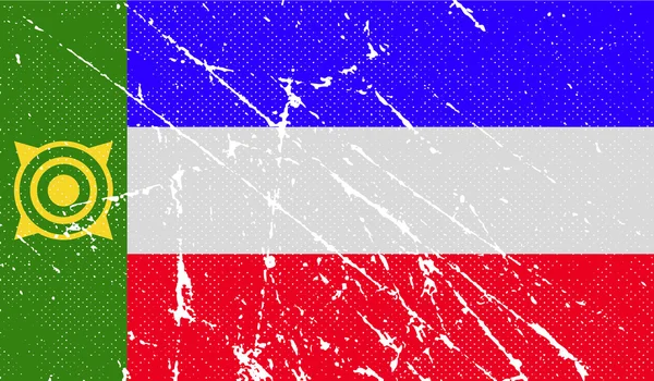 Khakassia bayrağı eski doku ile. Vektör — Stok Vektör