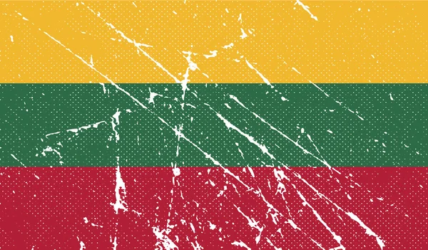 Flag of Lithuania with old texture. Vector — Stock Vector