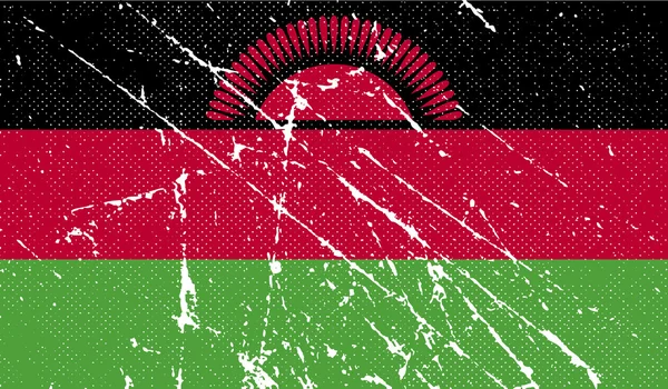 Bandera de Malawi con textura antigua. Vector — Archivo Imágenes Vectoriales