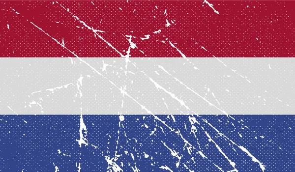 Flag of Netherlands with old texture. Vector — Stock Vector