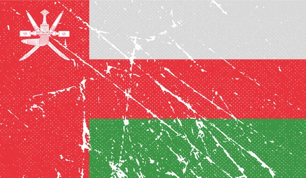 Drapeau d'Oman avec une texture ancienne. Vecteur — Image vectorielle