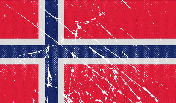 Norská vlajka se starým texturou. Vektor — Stockový vektor