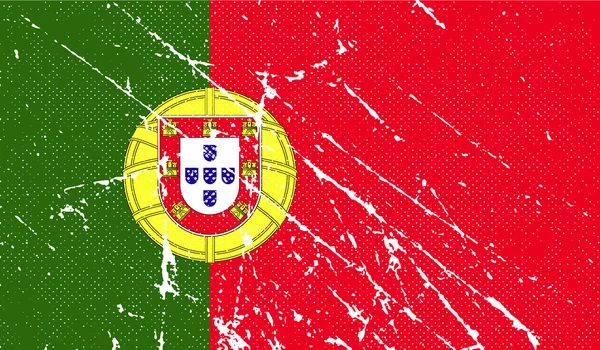 Drapeau du Portugal avec une texture ancienne. Vecteur — Image vectorielle