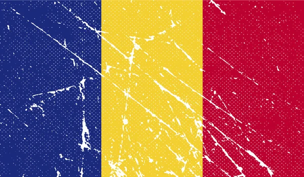 Bandeira da Romênia com textura antiga. Vetor — Vetor de Stock