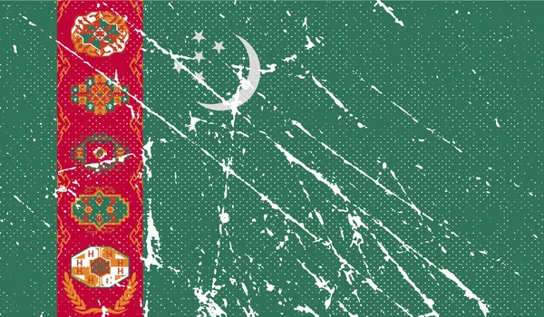 Flagge von Turkmenistan mit alter Textur. Vektor — Stockvektor