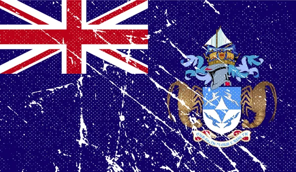 Bandera de Tristan da Cunha con textura antigua. Vector — Vector de stock